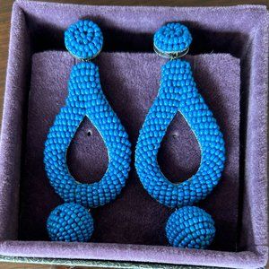 Deepa Beaded Jasmine Drop Earrings - Cobalt